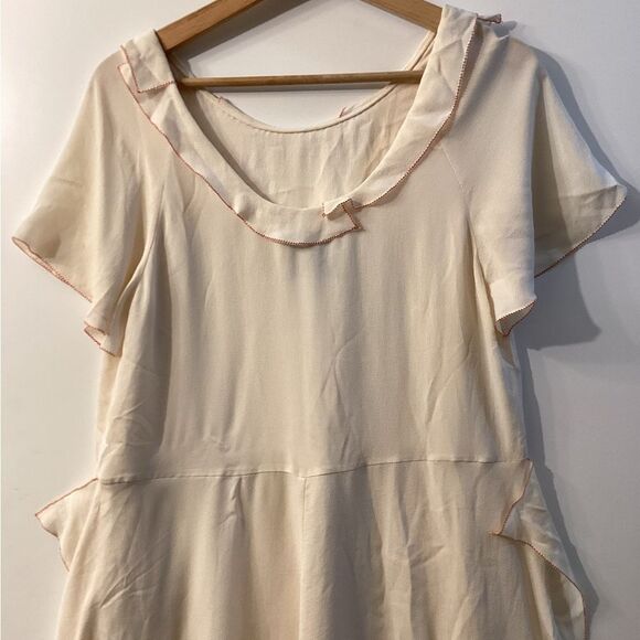 3.1 Phillip Lim Cream Flutter Sleeve Blouse Peter Pan Collar Top - Picture 5 of 13